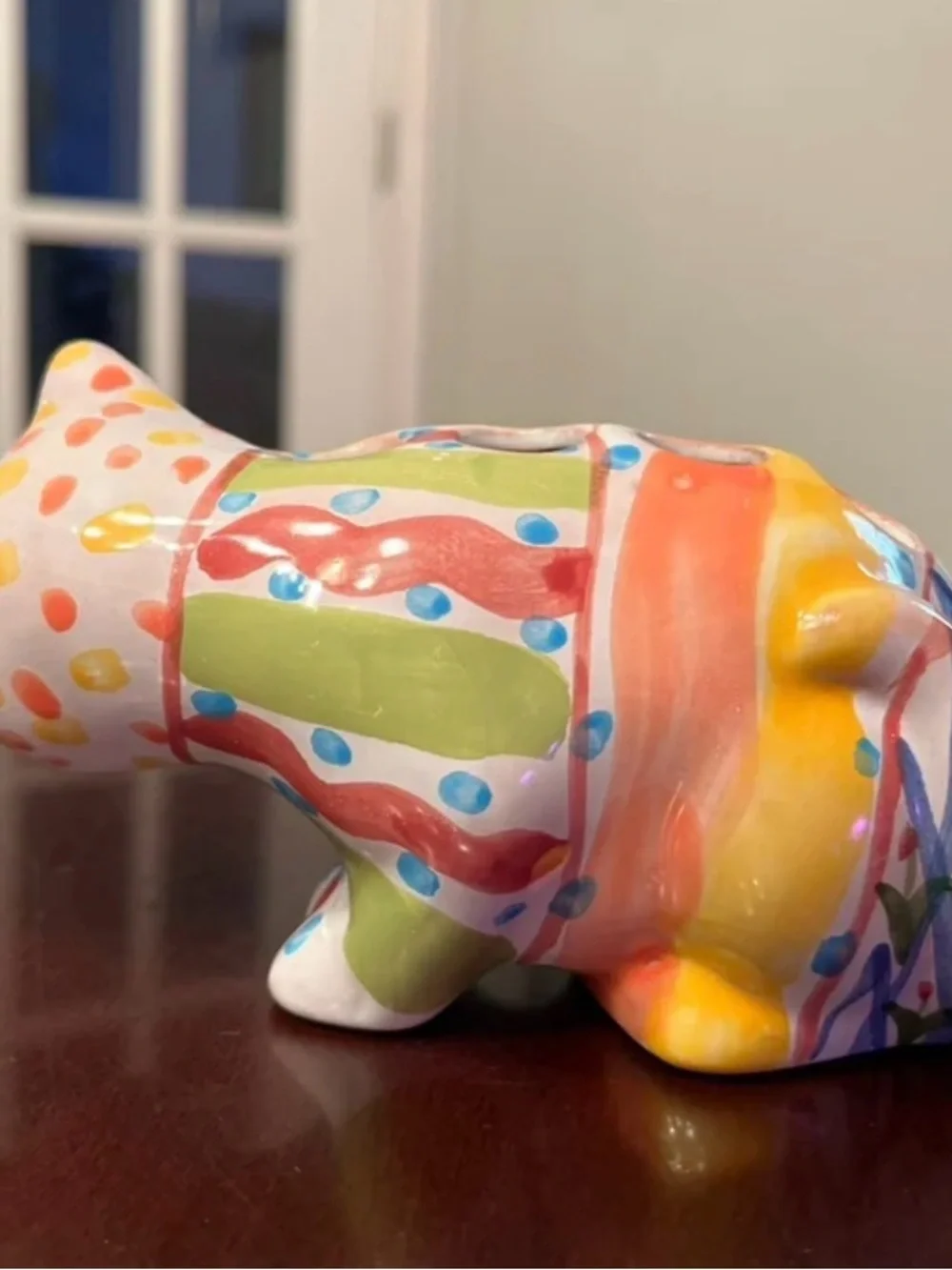 Vintage Hand-Painted Ceramic Cat Flower Frog | Pen & Makeup Brush Holder Caddy